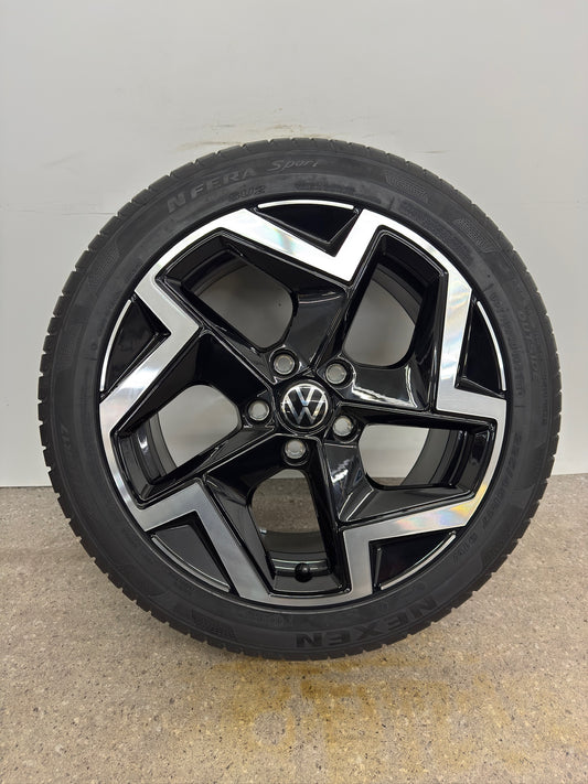 NEU Original VW Golf 8 VIII 5H CD Coventry Sommerräder 5H0601025P 225/45 R17 Zoll Sommerreifen Felgen Alufelgen R-Line Variant GTI GTD GTE Edition Schwarz Glanzgedreht