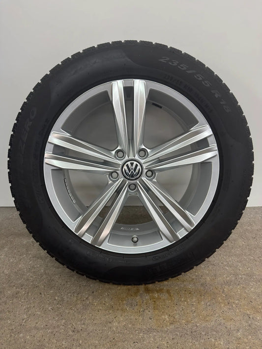 Original VW Tiguan II 2 Sebring 18 Zoll Winterräder Winterreifen Felgen 5NA601025M 5NA601025AQ Alufelgen 235/55 R18 104H M+S R-Line Silber Allspace AD1 5NA RDKS Winterradsatz