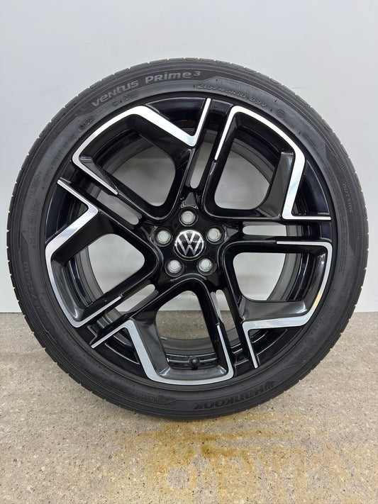 TOP DOT24 Original VW T-Cross C1 York 18 Zoll Sommerräder Sommerreifen Felgen 2GM601025AM 2GM601025AN Alufelgen 215/45 R18 89V R-Line Sport Edition Schwarz Glanz 7x18 ET39 5x100 Sommerradsatz SUV