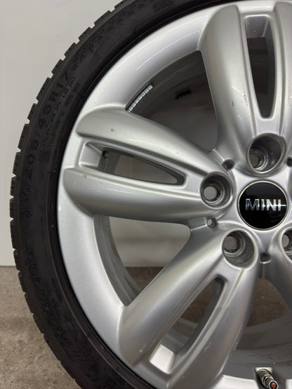 7mm Original Mini Cooper S One F55 F56 F57 Spoke 501 17 Zoll Winterräder Winterreifen Felgen 6855107 Alufelgen 205/45 R17 88V Silber M+S Track JCW 5x112 Winterradsatz MwSt.