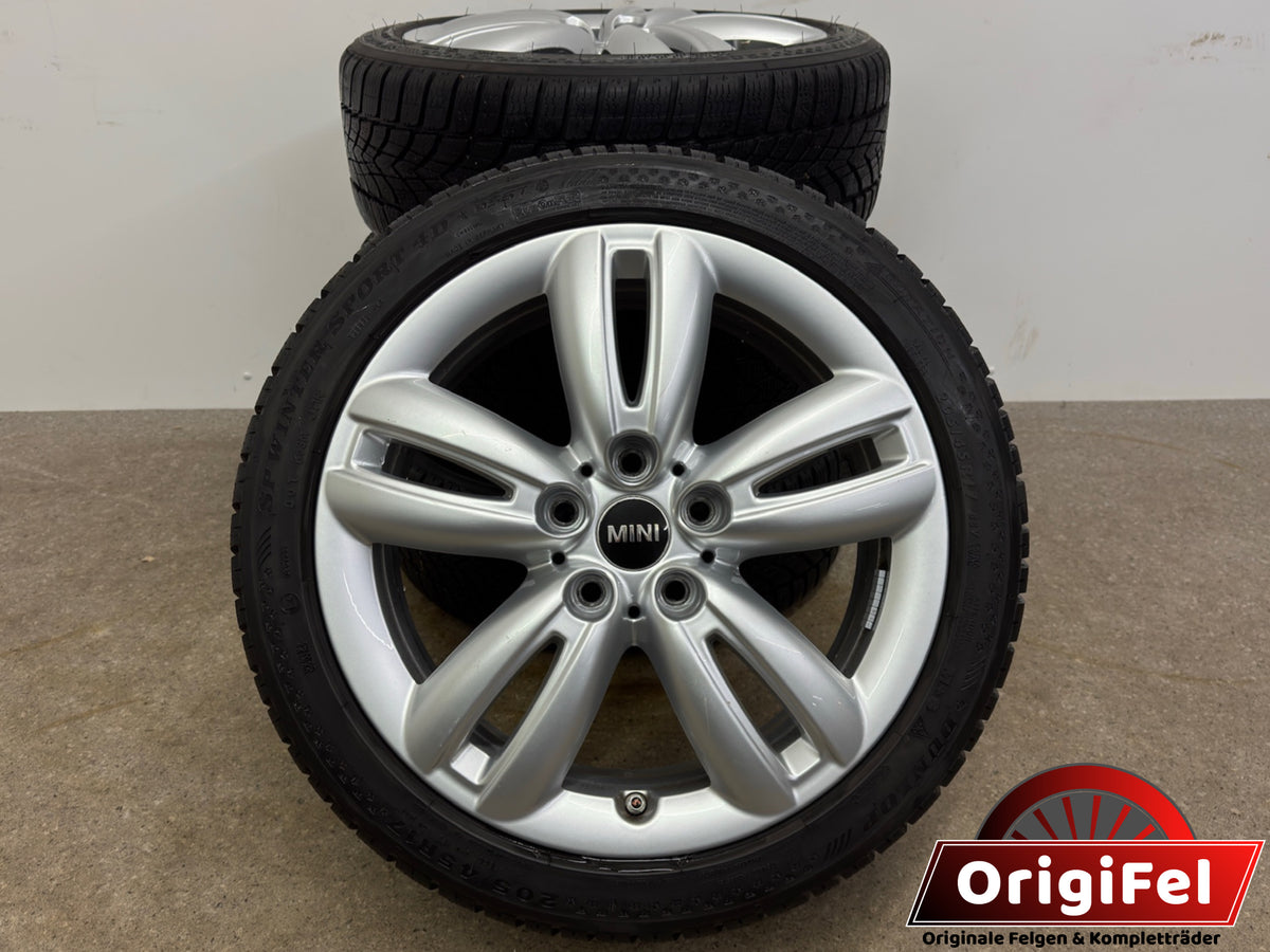 7mm Original Mini Cooper S One F55 F56 F57 Spoke 501 17 Zoll Winterräder Winterreifen Felgen 6855107 Alufelgen 205/45 R17 88V Silber M+S Track JCW 5x112 Winterradsatz MwSt.