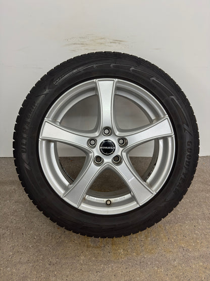 7mm VW Passat B8 3G Beetle 16 Skoda Karoq NU Seat Ateca 5FP 17 Zoll Winterräder Winterreifen Felgen Alufelgen 215/55 R17 98V 5x112 6,5x17 ET41 KBA 50398 Silber Winterradsatz SUV