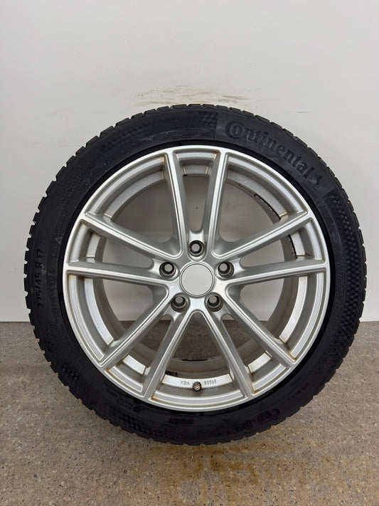 8 / 7mm VW Golf VII 7 Audi A3 8V Seat Leon 5F Skoda Octavia 5E 17 Zoll Winterräder Winterreifen Felgen Alufelgen 225/45 R17 91H III 3 AU Silber M+S KBA 50565 Winterradsatz