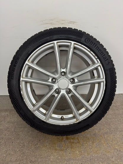8 / 7mm VW Golf VII 7 Audi A3 8V Seat Leon 5F Skoda Octavia 5E 17 Zoll Winterräder Winterreifen Felgen Alufelgen 225/45 R17 91H III 3 AU Silber M+S KBA 50565 Winterradsatz