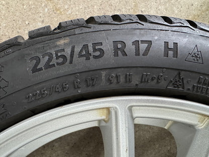 8 / 7mm VW Golf VII 7 Audi A3 8V Seat Leon 5F Skoda Octavia 5E 17 Zoll Winterräder Winterreifen Felgen Alufelgen 225/45 R17 91H III 3 AU Silber M+S KBA 50565 Winterradsatz
