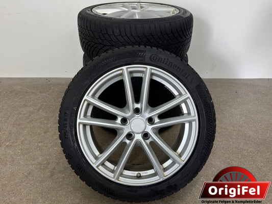 8 / 7mm VW Golf VII 7 Audi A3 8V Seat Leon 5F Skoda Octavia 5E 17 Zoll Winterräder Winterreifen Felgen Alufelgen 225/45 R17 91H III 3 AU Silber M+S KBA 50565 Winterradsatz
