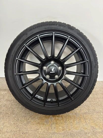 DOT23 VW T-Roc A1 R Skoda Octavia IV 4 NX Yeti 5L MG 4 Electric Audi TT 8J 18 Zoll Winterräder Winterreifen Felgen Alufelgen Schwarz 225/45 R18 95V KBA49978 Winterradsatz