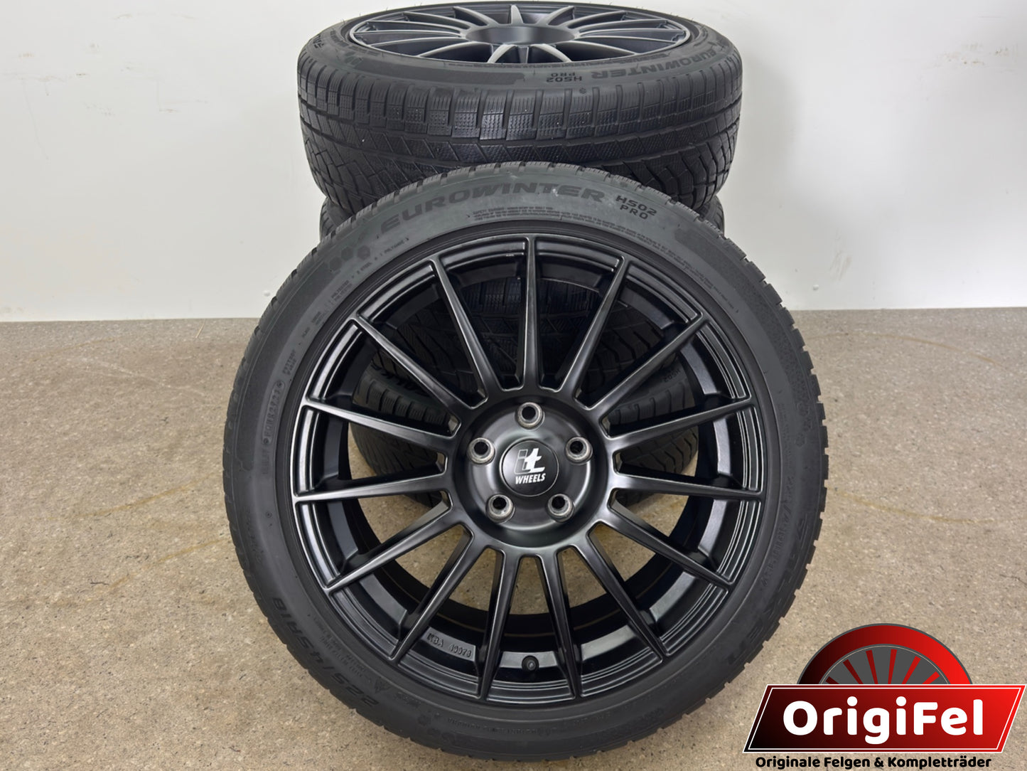 DOT23 VW T-Roc A1 R Skoda Octavia IV 4 NX Yeti 5L MG 4 Electric Audi TT 8J 18 Zoll Winterräder Winterreifen Felgen Alufelgen Schwarz 225/45 R18 95V KBA49978 Winterradsatz
