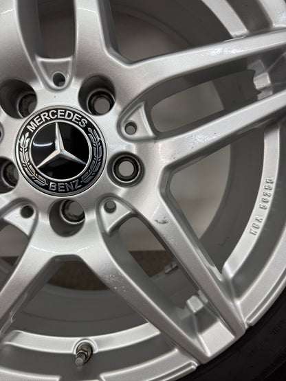 Mercedes A-Klasse W 176 B-Klasse W 242 W 246 CLA C 117 C-Klasse W 204 GLA X 156 17 Zoll Felgen Alufelgen 7x17 ET48,5 KBA 50255 Silber 5x112 Felgensatz REIFEN NUR TRANSPORTSCHUTZ MwSt.