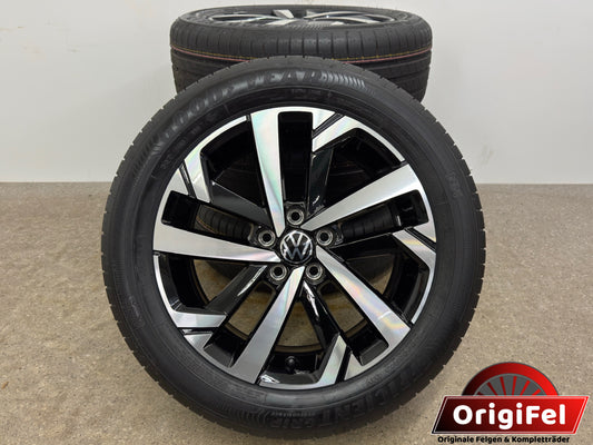 NEU DOT25 Original VW Polo VI 6 2G AW 16 Zoll Torsby Sommerräder Sommerreifen Felgen 2G0601025T Alufelgen R-Line 195/55 R16 91V Sport Edition Schwarz glanzgedreht 6,5x16 ET47 5x100 Sommerradsatz