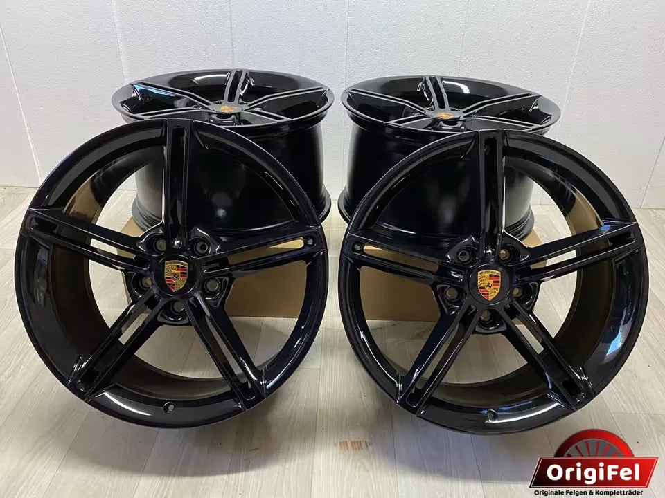NEU* Original Porsche Taycan 21 Zoll Mission E Felgen Alufelgen 9J1601025AA 9J1601025AB 9,5x21 ET60 11,5x21 ET66 Turbo S GTS GT 4 S Aero Cross Turismo Sport Felgensatz 9J1 Schwarz MwSt.