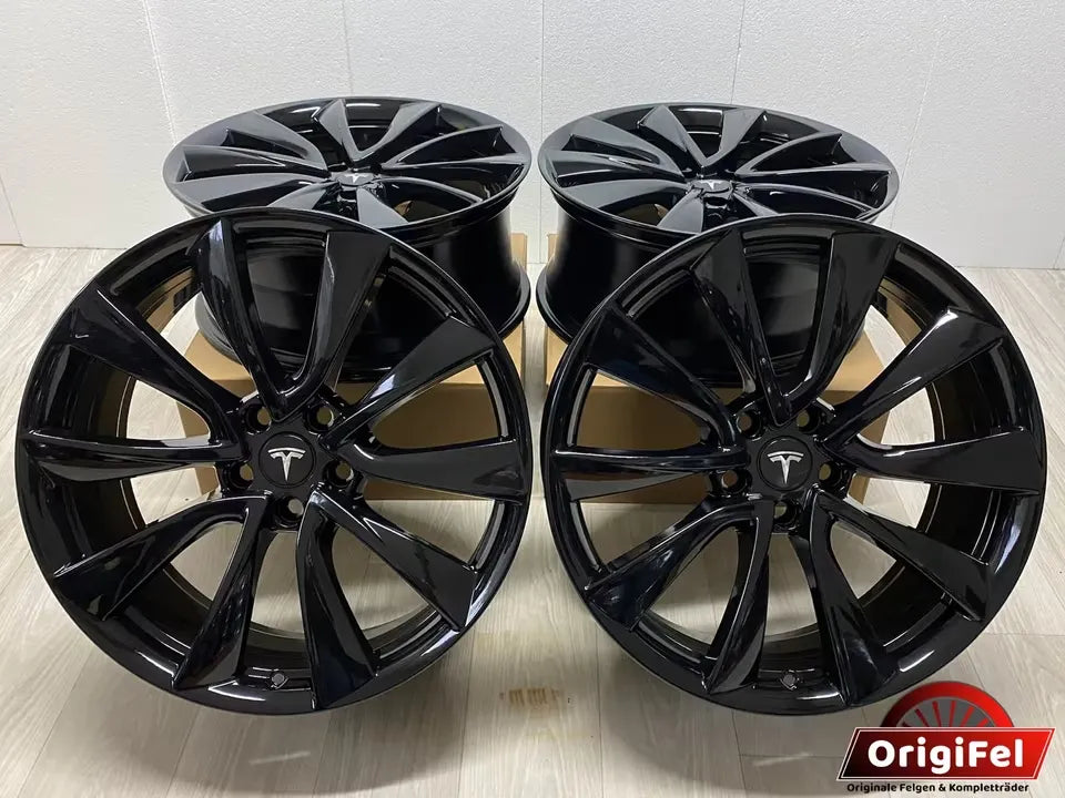 NEU* Original Tesla Model 3 Performance 20 Zoll Felgen Alufelgen 1044227-00-D 8,5x20 ET35 5x114,3 Black Edition Schwarz Hochglanz Felgensatz MwSt.