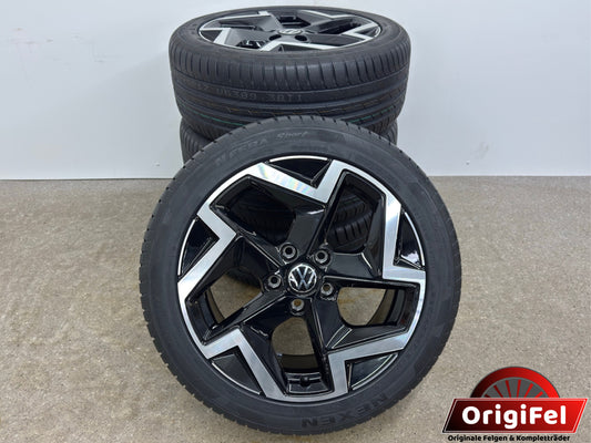 NEU Original VW Golf 8 VIII 5H CD Coventry Sommerräder 5H0601025P 225/45 R17 Zoll Sommerreifen Felgen Alufelgen R-Line Variant GTI GTD GTE Edition Schwarz Glanzgedreht