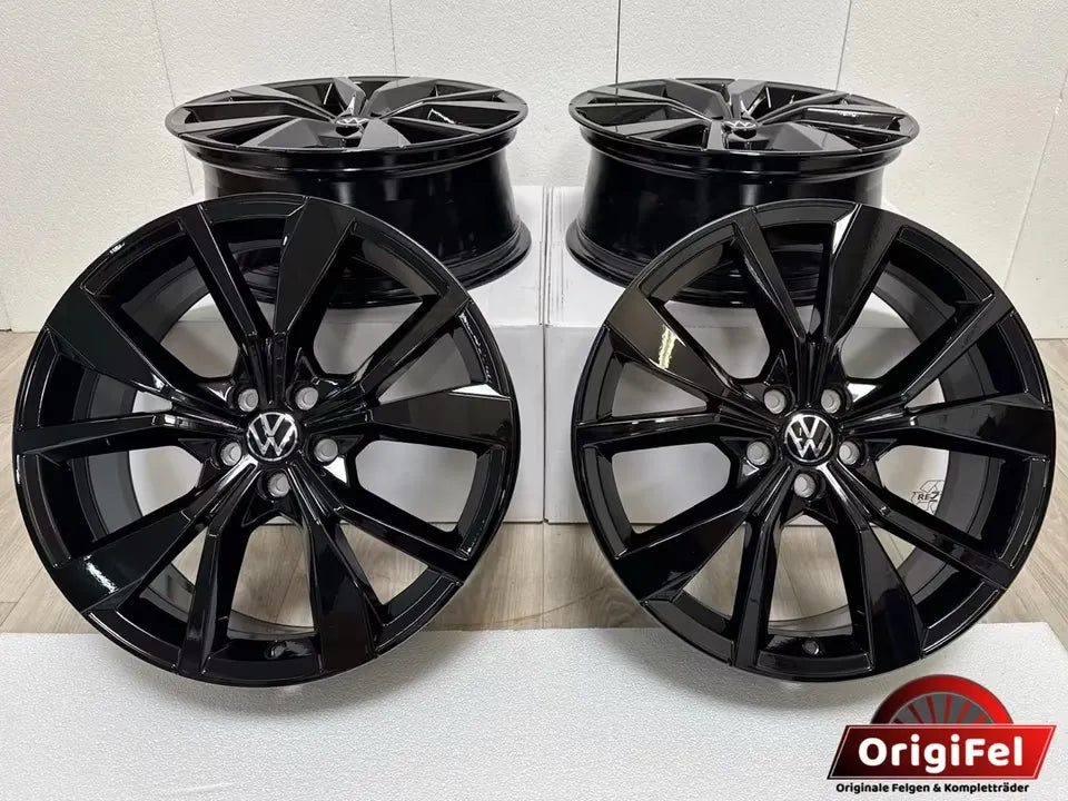 NEU* Original VW T-Cross C1 Misano 18 Zoll Felgen Alufelgen 2G7601025G Black Edition Schwarz Hochglanz 5x100 7x18 ET39 SUV R-Line Sport Felgensatz