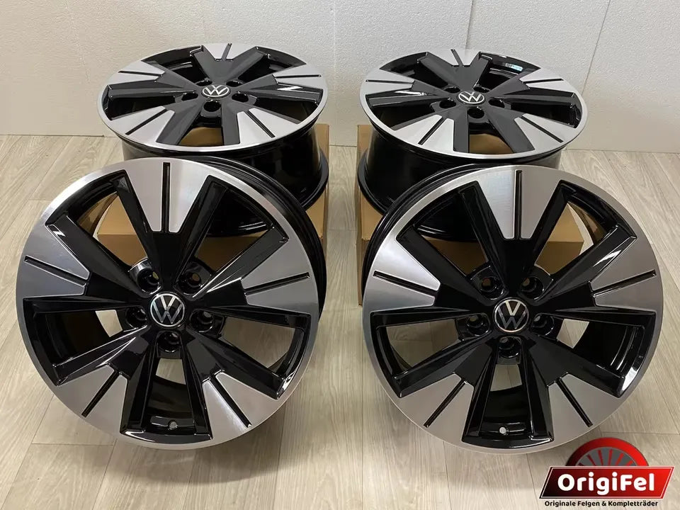NEU* Original VW T7 Multivan Halmstad 19 Zoll Felgen Alufelgen 7T0601025C Bus Bulli 5x120 8x19 ET58 Schwarz Silber Glanzgedreht Felgensatz