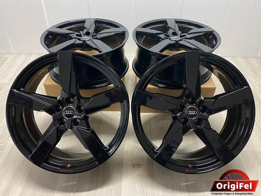 NEU* Original Audi Q5 SQ5 FY Sportback 21 Zoll Felgen 5 Arm Polygon Blade Alufelgen 80A601025AR SUV 8,5x21 ET34 S-Line Black Edition Schwarz Hochglanz Audi Sport Beschriftung Felgensatz