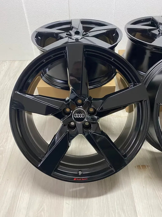 NEU* Original Audi Q5 SQ5 FY Sportback 21 Zoll Felgen 5 Arm Polygon Blade Alufelgen 80A601025AR SUV 8,5x21 ET34 S-Line Black Edition Schwarz Hochglanz Audi Sport Beschriftung Felgensatz
