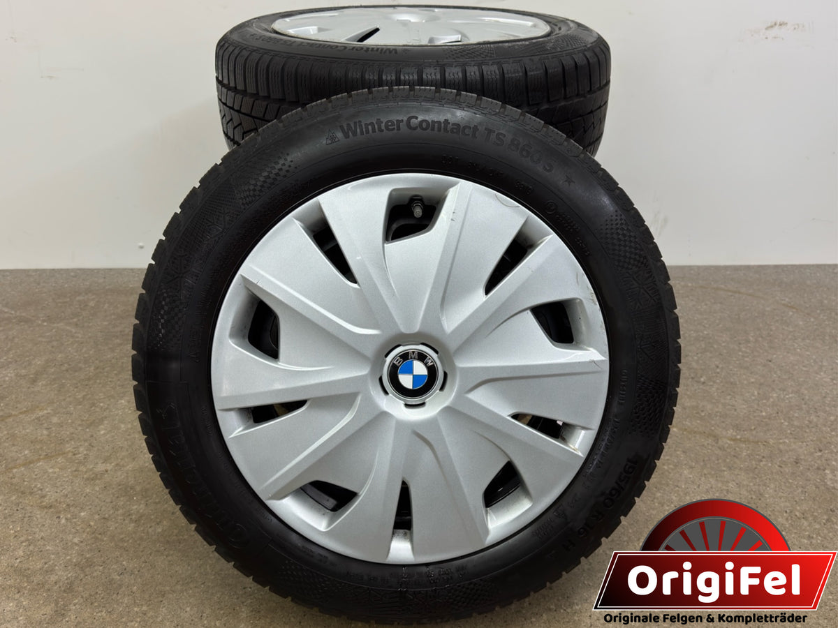 Original BMW 1er F40 2er Gran Coupé F44 16 Zoll Winterräder Winterreifen inkl. Blenden Felgen Stahlfelgen 6864660 195/60 R16 89H M+S 7x16 IS47 ET47 RDCi RDKS Continental BMW Stern * Winterradsatz