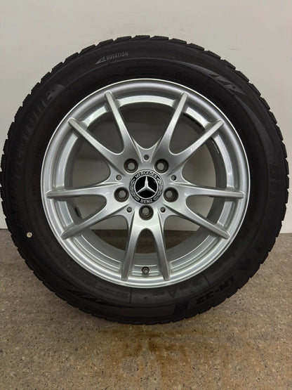 Original Mercedes A-Klasse W 176 B-Klasse W 242 W 246 CLA C 117 16 Zoll Winterräder Winterreifen Felgen A2464011302 Alufelgen 205/55 R16 91H MO M+S Silber 6,5x16 ET49 Winterradsatz