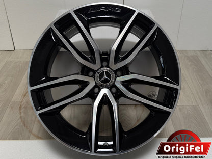 Original Mercedes E-Klasse W213 43 53 AMG 20 Zoll Felge A2134015000 Alufelge Einzelfelge W213 S213 C238 A238 9x20 ET49 Schwarz Glanzgedreht Limousine T-Modell Ersatzfelge