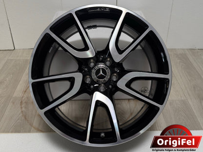 Original Mercedes E-Klasse W213 43 53 AMG 20 Zoll Felge A2134012500 Alufelge Einzelfelge W213 S213 C238 A238 9x20 ET49 Schwarz Glanzgedreht Limousine T-Modell Ersatzfelge