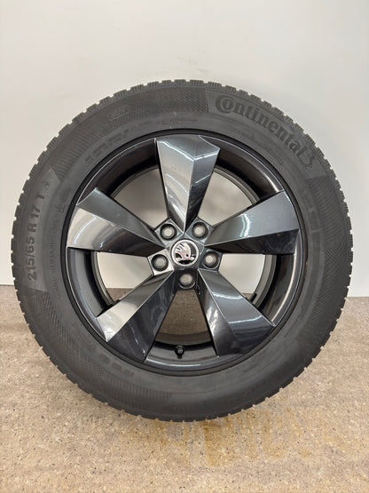 Original Skoda Kodiaq I 1 NS II 2 PS 17 Zoll Nanuq Winterräder Winterreifen Felgen 565601025AA Alufelgen 6,5x17 ET38 5x112 215/65 R17 103H M+S Winterradsatz Schwarz SUV