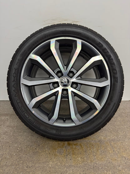 Original Skoda Octavia III 3 5E 16 Zoll Sommerräder Sommerreifen Felgen Alufelgen 5E0601025BC 5E0601025BQ 5E0601025J 225/45 R17 91W 5x112 7x17 ET49 Soleil glanzgedreht Sommerradsatz MwSt.