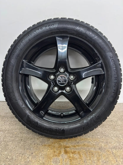 Original Skoda Octavia III 3 5E 16 Zoll Winterräder Winterreifen Felgen KBA 49473 Alufelgen 6x16 ET48 5x112 205/55 R16 91H Schwarz Kombi Limousine Winterradsatz