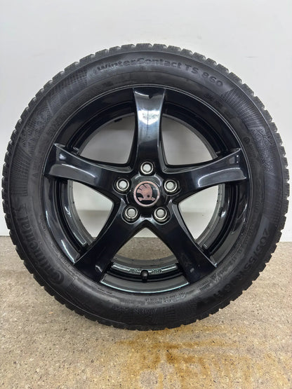 Original Skoda Octavia III 3 5E 16 Zoll Winterräder Winterreifen Felgen KBA 49473 Alufelgen 6x16 ET48 5x112 205/55 R16 91H Schwarz Kombi Limousine Winterradsatz