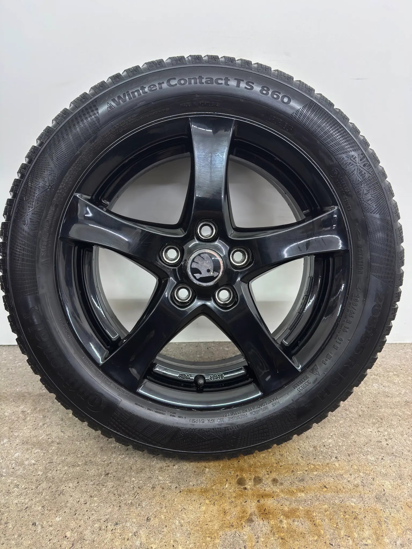 Original Skoda Octavia III 3 5E 16 Zoll Winterräder Winterreifen Felgen KBA 49473 Alufelgen 6x16 ET48 5x112 205/55 R16 91H Schwarz Kombi Limousine Winterradsatz