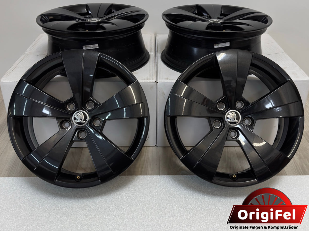Original Skoda Superb III 3 3V 17 Zoll Helios Felgen Alufelgen 3V0601025AS 3V0601025A 6,5x17 ET41 5x112 Schwarz Limousine Kombi Felgensatz MwSt. ausweisbar