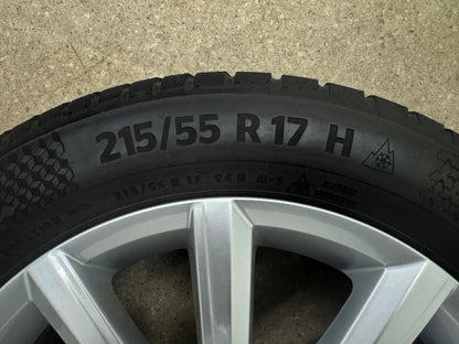 Original VW Passat B8 3G 17 Zoll Merano Winterräder Winterreifen Felgen 3G0071497C Alufelgen 215/55 R17 94H KBA50876 M+S Silber 6,5x17 ET41 5x112 Limousine Variant Winterradsatz