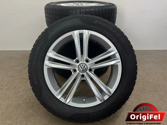 Original VW Tiguan II 2 Sebring 18 Zoll Winterräder Winterreifen Felgen 5NA601025M 5NA601025AQ Alufelgen 235/55 R18 104H M+S R-Line Silber Allspace AD1 5NA RDKS Winterradsatz