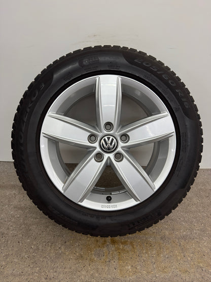 Original VW Touran II 2 5T 16 Zoll Corvara Winterräder Winterreifen Felgen 5TA071496 KBA50413 205/60 R16 96H M+S Alufelgen Silber 6,5x16 ET48 Winterradsatz MwSt.