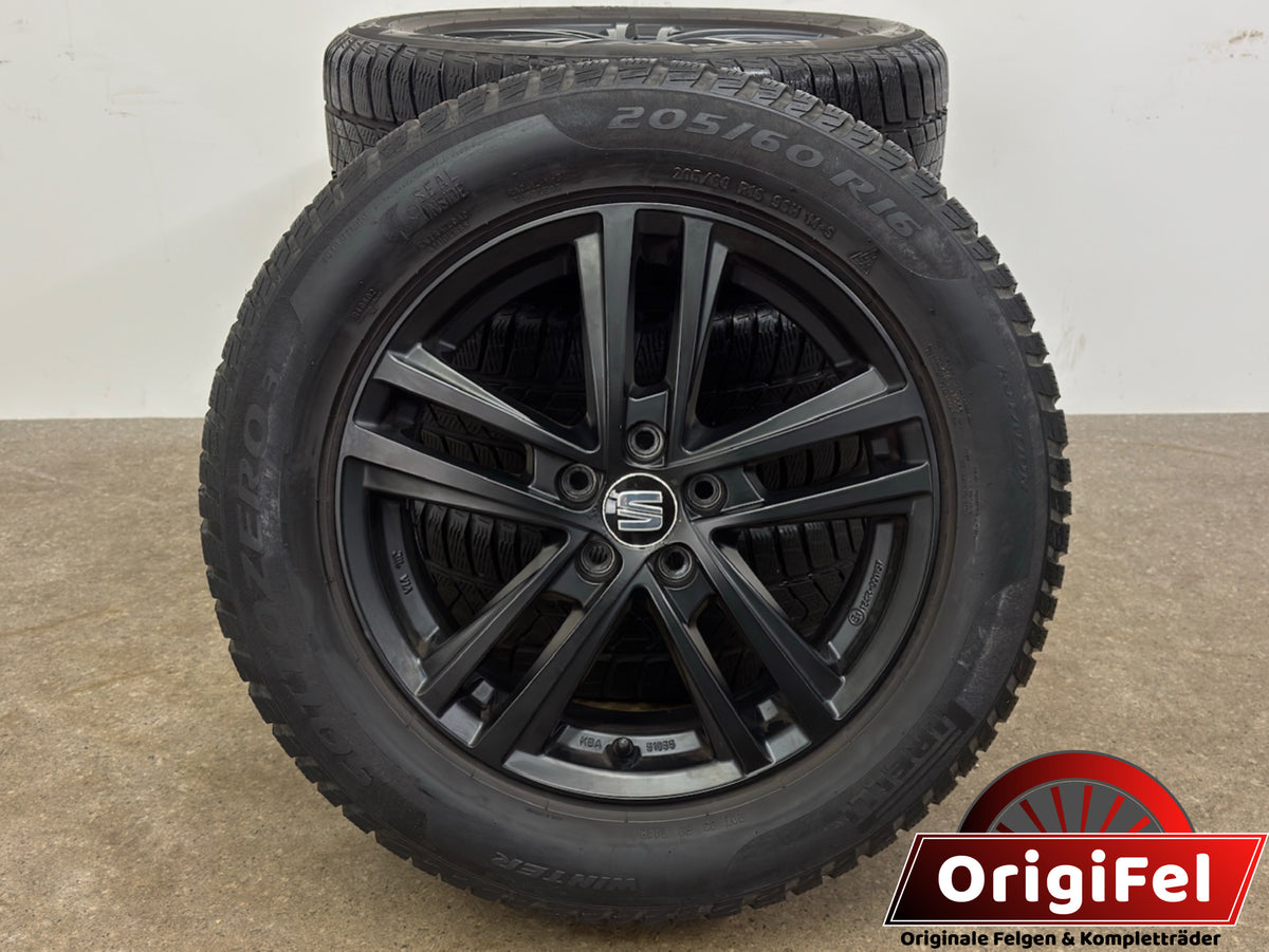 Seat Arona KJ 16 Zoll Winterräder Winterreifen Felgen Alufelgen 205/60 R16 96H Schwarz M+S 5x100 6x16 ET45 SUV Pirelli SeatInside KBA 51055 Winterradsatz MwSt. ausweisbar