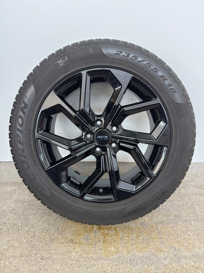 TOP 7-6mm VW Tiguan II 2 5N Skoda Kodiaq I 1 NS 18 Zoll Winterräder Winterreifen Felgen Alufelgen Schwarz 235/55 R18 104H M+S 7x18 ET43 KBA 53325 Allspace R-Line Winterradsatz MwSt. SUV Pirelli