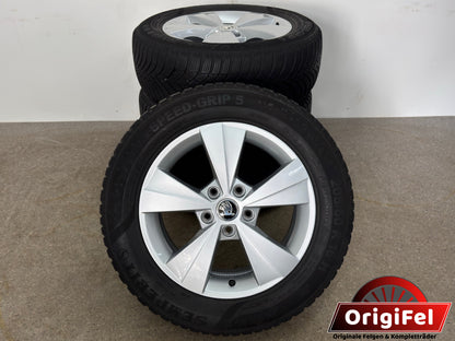 TOP 8 / 7mm Original Skoda Octavia IV NX 16 Zoll Winterräder Winterreifen Felgen 5E0601025BE 5E0601025AA Alufelgen Silber 205/60 R16 92H M+S Limousine Kombi Winterradsatz MwSt.