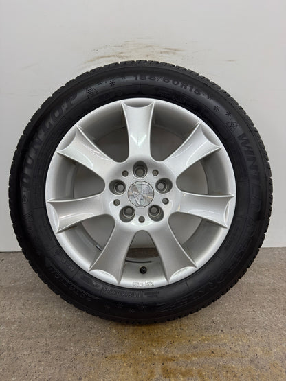 TOP Audi A1 8X Skoda Fabia 5J 6V Roomster Rapid NH VW Cross Polo 6R 9N 15 Zoll Winterräder Winterreifen Felgen Alufelgen 185/60 R15 88T M+S Winterkomplettradsatz Silber KBA47826 5x100