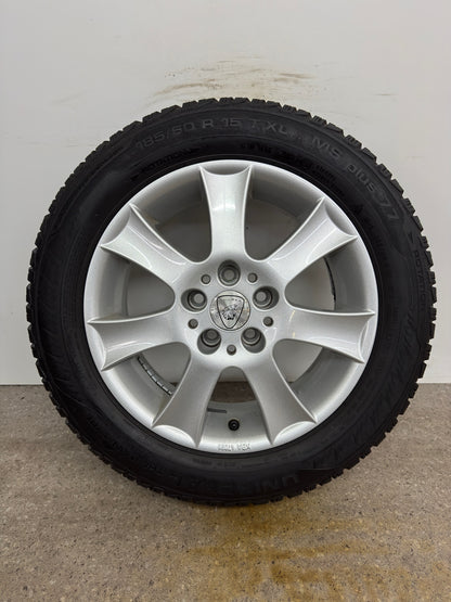 TOP Audi A1 8X Skoda Fabia 5J 6V Roomster Rapid NH VW Cross Polo 6R 9N 15 Zoll Winterräder Winterreifen Felgen Alufelgen 185/60 R15 88T M+S Winterkomplettradsatz Silber KBA47826 5x100