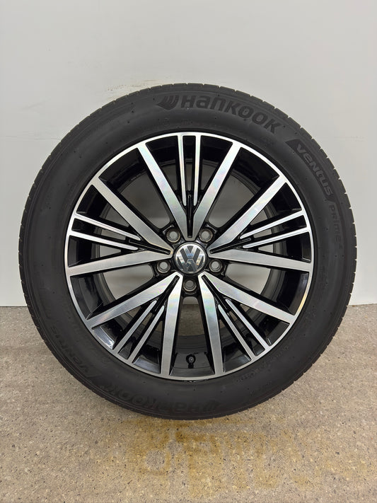 TOP DOT2024 Original VW Beetle 5C Linas 17 Zoll Sommerräder Sommerreifen Felgen 5C0601025BQ Alufelgen 215/55 R17 94W Sport Cabriolet Facelift Sommerradsatz Schwarz-Silber glanzgedreht