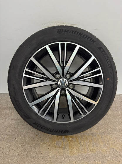 TOP DOT2024 Original VW Beetle 5C Linas 17 Zoll Sommerräder Sommerreifen Felgen 5C0601025BQ Alufelgen 215/55 R17 94W Sport Cabriolet Facelift Sommerradsatz Schwarz-Silber glanzgedreht