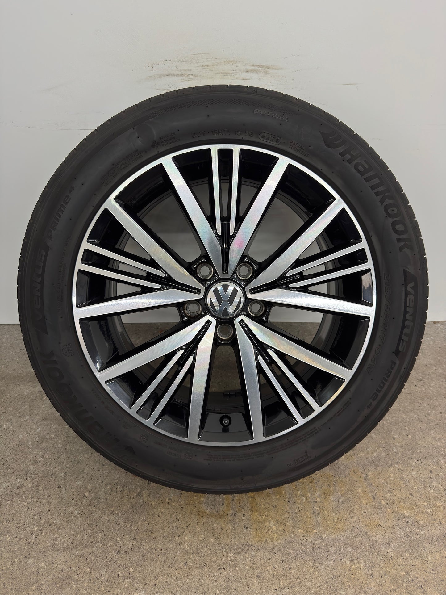 TOP DOT2024 Original VW Beetle 5C Linas 17 Zoll Sommerräder Sommerreifen Felgen 5C0601025BQ Alufelgen 215/55 R17 94W Sport Cabriolet Facelift Sommerradsatz Schwarz-Silber glanzgedreht