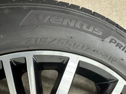 TOP DOT2024 Original VW Beetle 5C Linas 17 Zoll Sommerräder Sommerreifen Felgen 5C0601025BQ Alufelgen 215/55 R17 94W Sport Cabriolet Facelift Sommerradsatz Schwarz-Silber glanzgedreht