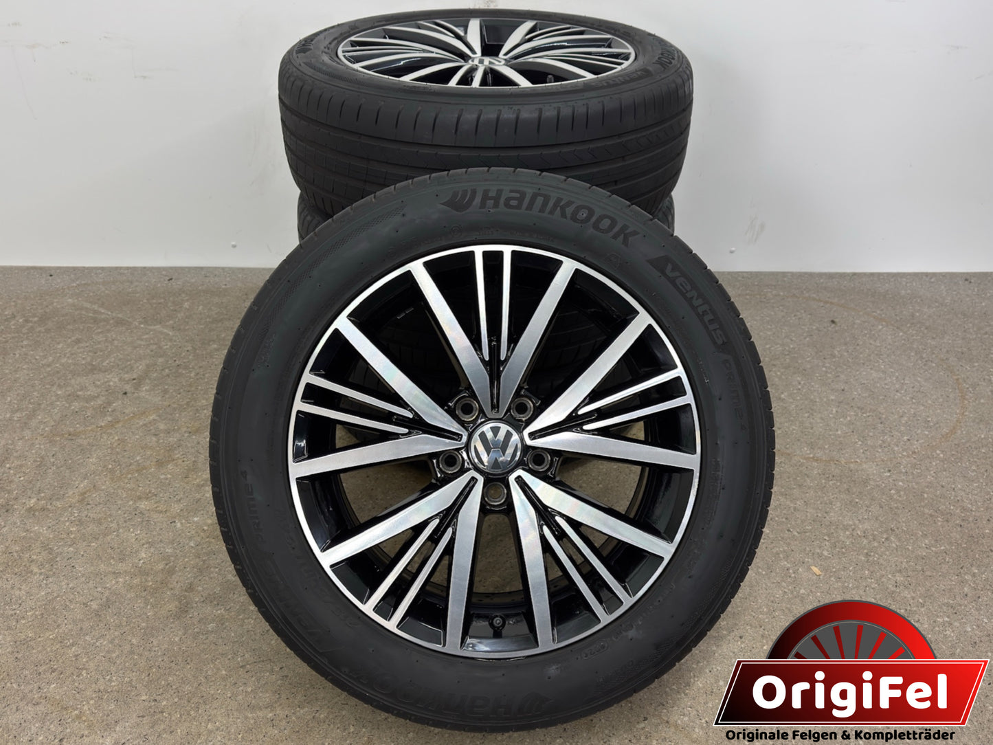 TOP DOT2024 Original VW Beetle 5C Linas 17 Zoll Sommerräder Sommerreifen Felgen 5C0601025BQ Alufelgen 215/55 R17 94W Sport Cabriolet Facelift Sommerradsatz Schwarz-Silber glanzgedreht