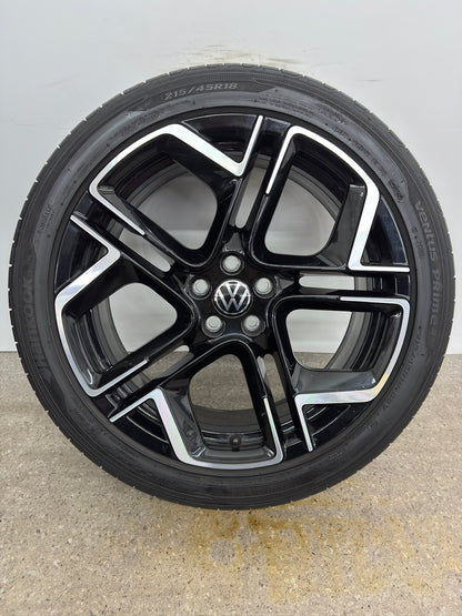 TOP DOT24 Original VW T-Cross C1 York 18 Zoll Sommerräder Sommerreifen Felgen 2GM601025AM 2GM601025AN Alufelgen 215/45 R18 89V R-Line Sport Edition Schwarz Glanz 7x18 ET39 5x100 Sommerradsatz SUV