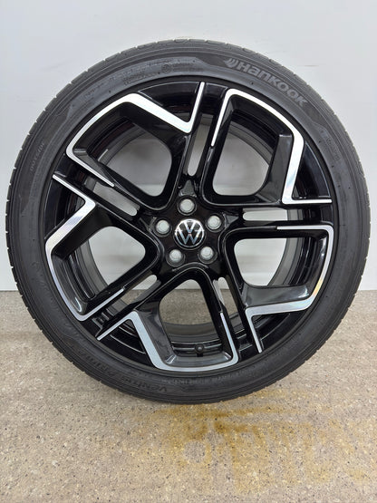 TOP DOT24 Original VW T-Cross C1 York 18 Zoll Sommerräder Sommerreifen Felgen 2GM601025AM 2GM601025AN Alufelgen 215/45 R18 89V R-Line Sport Edition Schwarz Glanz 7x18 ET39 5x100 Sommerradsatz SUV