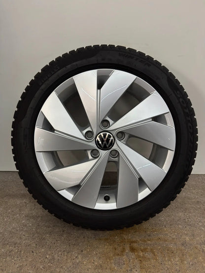 TOP DOT25 Original VW Golf VIII 8 5H CD 17 Zoll Belmont Nottingham Winterräder Winterreifen Felgen 5H0601025B Alufelgen 205/55 R17 Pirelli 6,5x17 ET46 5x112 GTI GTE R-Line Silber Radsatz