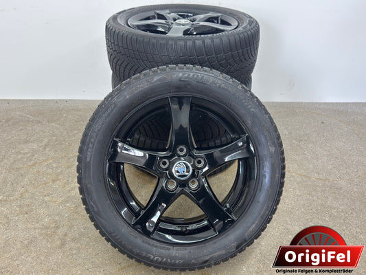 TOP Original Skoda Octavia III 3 5E 16 Zoll Felgen Schwarz KBA 49473 Alufelgen 6x16 ET48 5x112 Kombi Limousine Felgensatz
