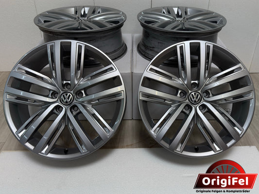 TOP Original VW Tiguan II 2 Allspace 19 Zoll Auckland Felgen Alufelgen 5NA601025N 5NA601025F 7x19 ET43 5x112 AD1 5N 5NA SUV 5x112 R-Line Edition Silber Felgensatz MwSt. ausweisbar