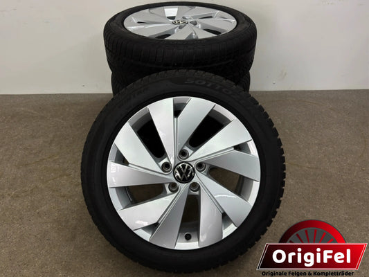 TOP DOT25 Original VW Golf VIII 8 5H CD 17 Zoll Belmont Nottingham Winterräder Winterreifen Felgen 5H0601025B Alufelgen 205/55 R17 Pirelli 6,5x17 ET46 5x112 GTI GTE R-Line Silber Radsatz